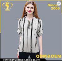AZ455 Cotton 1ine stripe design shirts blouse for woman