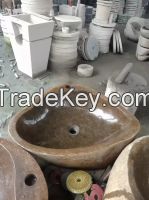 granite/marble stone sink, paper sack,