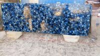 Blue agate gemstone slab