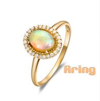 High Quality Solid 18k 9k 14k Gold Natural Opal Ring Diamond Ring Wholesale Jewelry