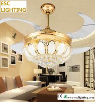 modern decorative crystal ceiling fan with light