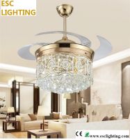 new design luxurious crystal ceiling fan with light remote control
