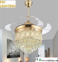 modern design 42 inch crystal ceiling fan with light LED