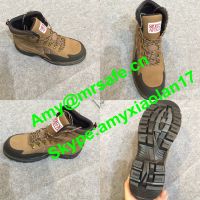 Nubuck safety boots with steel toe and steel midsole