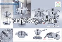 elegant design stainless steel 12pcs cooking pot set with SS lid