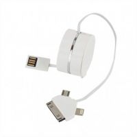 3 IN 1 ROUND SHAPE RETRACTABLE DATA SYNC CABLE FOR APPLE & ANDROID MOBILES