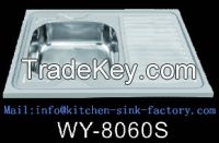 8060S Modern Stainless Steel Kitchen Sink With Drain Board