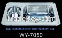 Double Bowls Kitchen stainless steel sink with drainer WY-7050