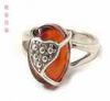 925 silver natural amber ring(No.114)