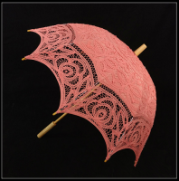 Western Design Handmade Sun Umbrella With Lace Coral