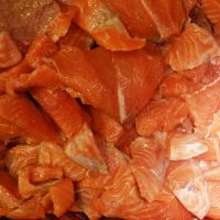 salmon backbones and pieces