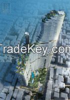 3D 3D architectural rendering-Bird view and eye level view rendering