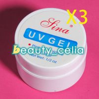 3 X Pink Professional Nail Art UV Builder Gel Base Top Coat Polish Tips Kit