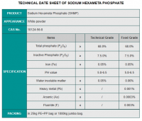 Sodium Hexameta Phosphate (SHMP) CAS 10124-56-8