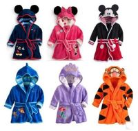 Children Kids Mickey Robes Girls Boys Cartoon Bath Clothes Robes With Hooded Baby Pre School Coral Velvet Long Shower BathRobe For 1-5 years old
