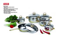 Sell bowl shape s/s cookware (gold color of copper ring and handle)
