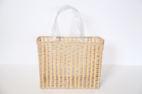 Transparent palm leaf beach bag by CARAVAN SERAIL