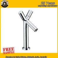 Dual Handles Standing Bathtub Shower Faucet With Shower Head