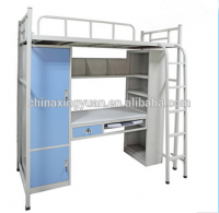 School furniture strong structure bunk bed with locker and computer desk