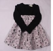 Girl's 100%  Polyester Woven/95% cotton 5% Spandex(upper part) Skirt