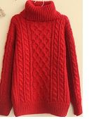 Ladies' 70% Acrylic 30% Wool Fisherman Pattern Knitted Pullover