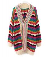 Ladies' 70% Acrylic 30% Wool Knitted Cardigan