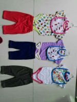 INFANT'S 100% COTTON KNITTED BODYSUIT + PANTS AND BIB 3 PCS SET