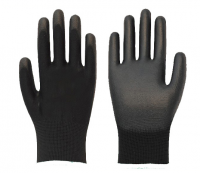 PU-13G black polyester linerp, black PU coated woking glove