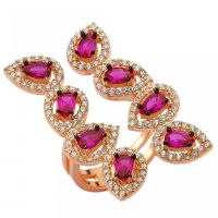 Rose Gold Plated Silver 925 Rubby Cubic Zirconia Handmade Ring
