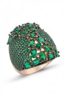 Emerald Gemstone Sterling Silver Stone Ring Gold Plated
