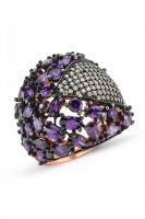 Gemstone Sterling Silver Purple Stone Ring Gold Plated