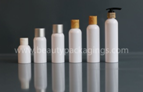 Round Plastic Skin Care Body Lotion Bottle With Disc Cap Vertical Strip Screw Lid