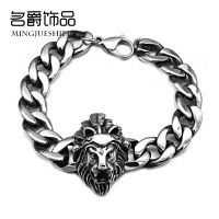 Stainless steel lion head bracelet titanium steel feather bracelet European and American leaves domineering jewelry manufacturers
