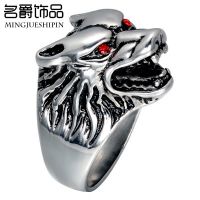 Europe and the United States Titanium steel ring domineering wolf head diamond ring foreign trade men 's jewelry cross - border for
