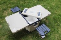 wholesale Multifunctional Portable Camping Ice Cooler Box with Foldable Desk and Table