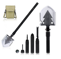 wholesale Portable Folding Shovel, Military Folding Multifunctional Shovel Include Shovel, Fire Starter, Compass, Screwdriver, Emergency Hammer, Knife, Bottle Opener, Saw