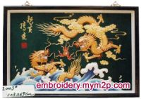 Sell wall hanging with handmade embroidery painting-two dragons