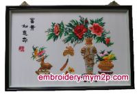 Sell wall hanging with handmade embroidery painting-peony