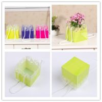 Promotional Printed Flower Packaging Flower Wrapping Carrying Clear Transparent PP Gift Shopping Bag with UV Printing