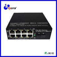 1 piece 10/100/1000Mbps  Fiber Optic Media Converter 1 CHSC 8 CHRJ45 Converter 1 CHSC single mode dual fiber   sc port