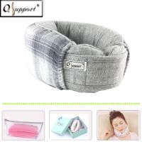 Qsupport Premium Latex Antistatic Anti-Apnea Travel Neck Pillow-Gray Soft Breathable