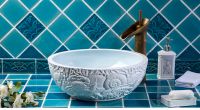 Jingdezhen Gucheng European Style Art Handmade Bathroom Round Ceramic Countertop Hand Wash Basin Sink