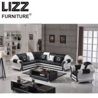Black and White Leather Sofa Set
