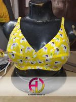 Yellow Floral Padded Bra Cotton