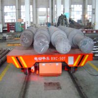 20 ton Steerable Electric Flat Rail Transfer Cart with Rail Guided Vehicle for plant material transport