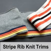 Durable customized rib knit trimmings stripes collar cuffs for garment