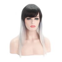 Long Straight Wigs, Silver Gray Wigs, Fashion Synthetic Hair