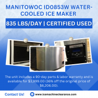 Manitowoc ID0853W Water Cooled Ice Maker Certified Used
