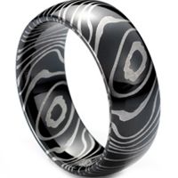 Black Tungsten Carbide Damascus Ring - TG4148