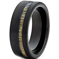 Black Tungsten Carbide Antler Wedding Band Ring
